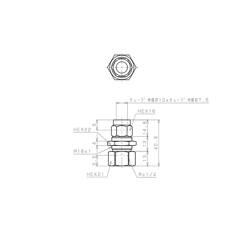 Đầu Ngạnh Nối Ống Có Đai Ốc Xiết Dạng Lắp Vách Ren Trong Pisco NKMF1075-02_drawing