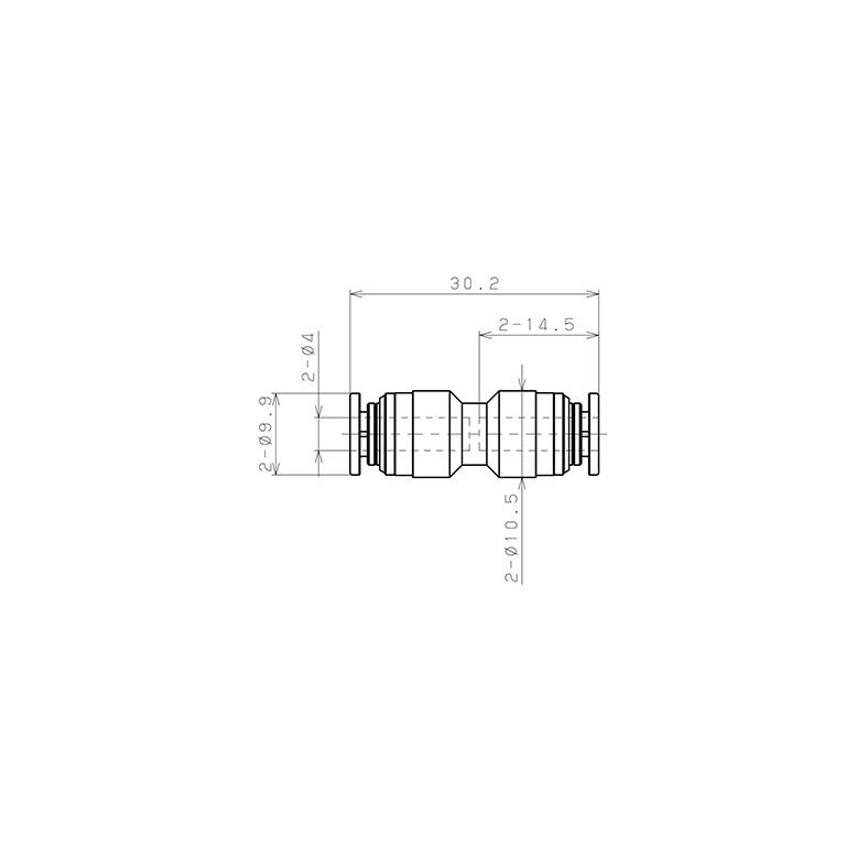 Đầu Nối Nhanh Khí Nén Dạng Thẳng Pisco KU4-1_drawing