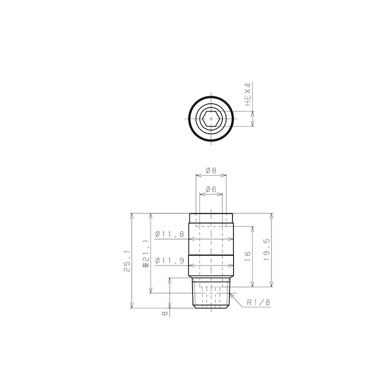 Đầu Nối Nhanh Khí Nén Dạng Thẳng Ren Ngoài Pisco KOC6-01_drawing