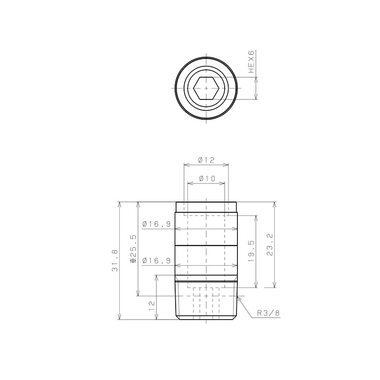 Đầu Nối Nhanh Khí Nén Dạng Thẳng Ren Ngoài Pisco KOC10-03_drawing