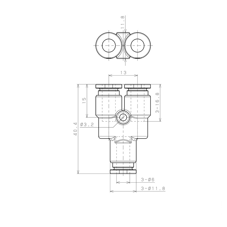 Đầu Nối Nhanh Khí Nén Chữ Y Pisco SSPY6-X_drawing