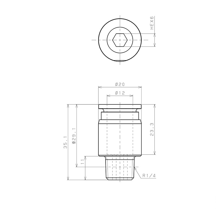 Đầu Nối Nhanh Khí Nén Dạng Thẳng Ren Ngoài Pisco SSPOC12-02-X-TP_drawing