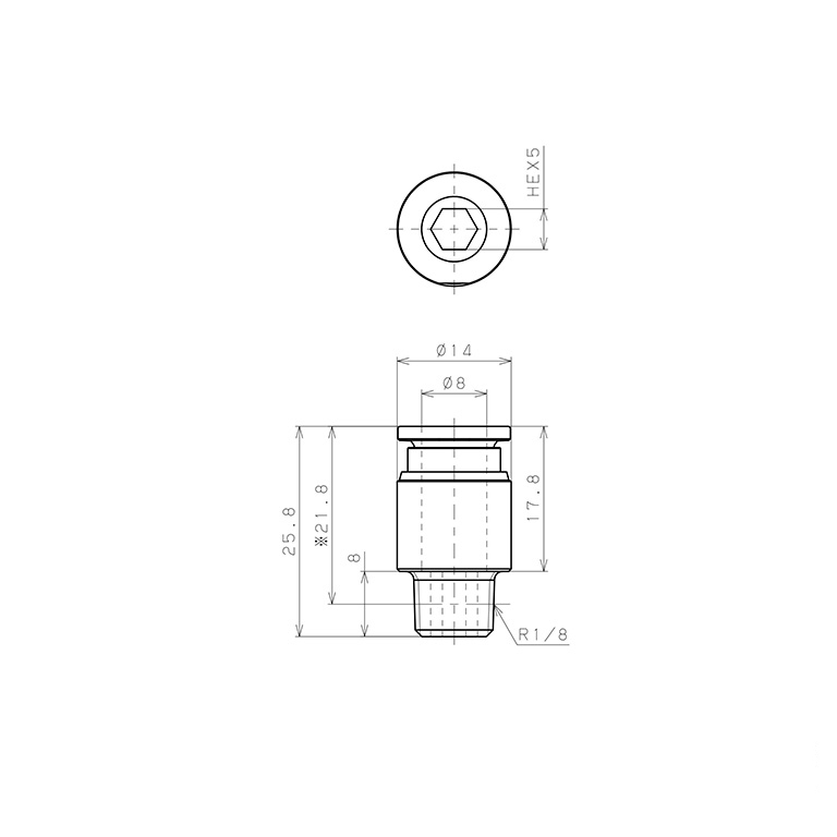 Đầu Nối Nhanh Khí Nén Dạng Thẳng Ren Ngoài Pisco SSPOC8-01-X_drawing