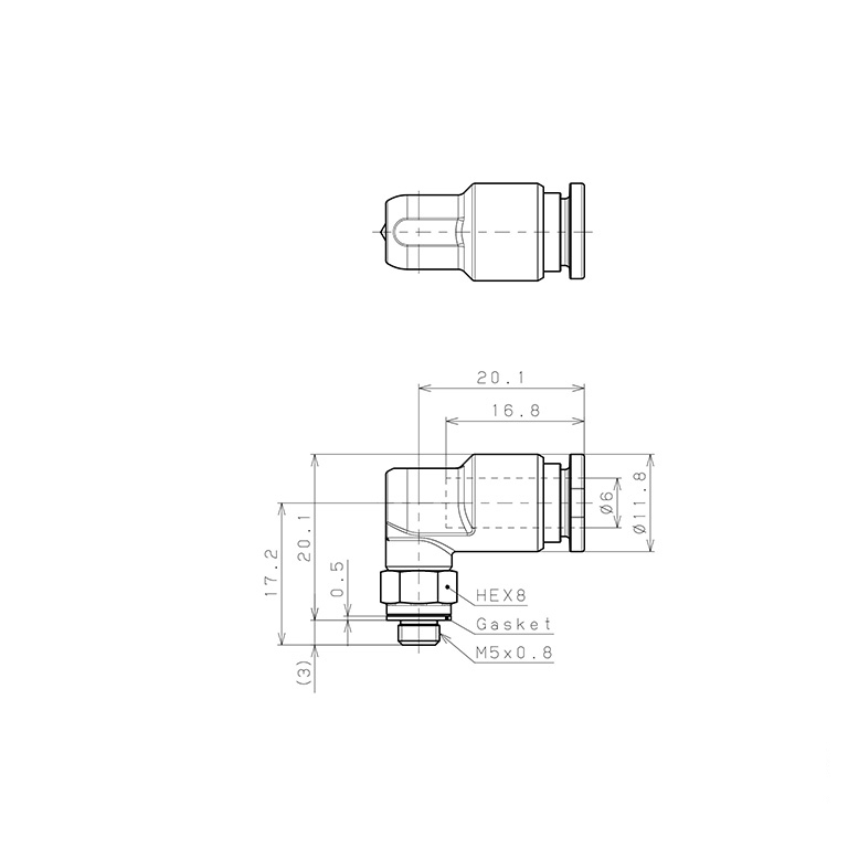 Đầu Nối Nhanh Khí Nén Dạng Cong 90° Ren Ngoài Pisco SSPL6-M5-C_drawing