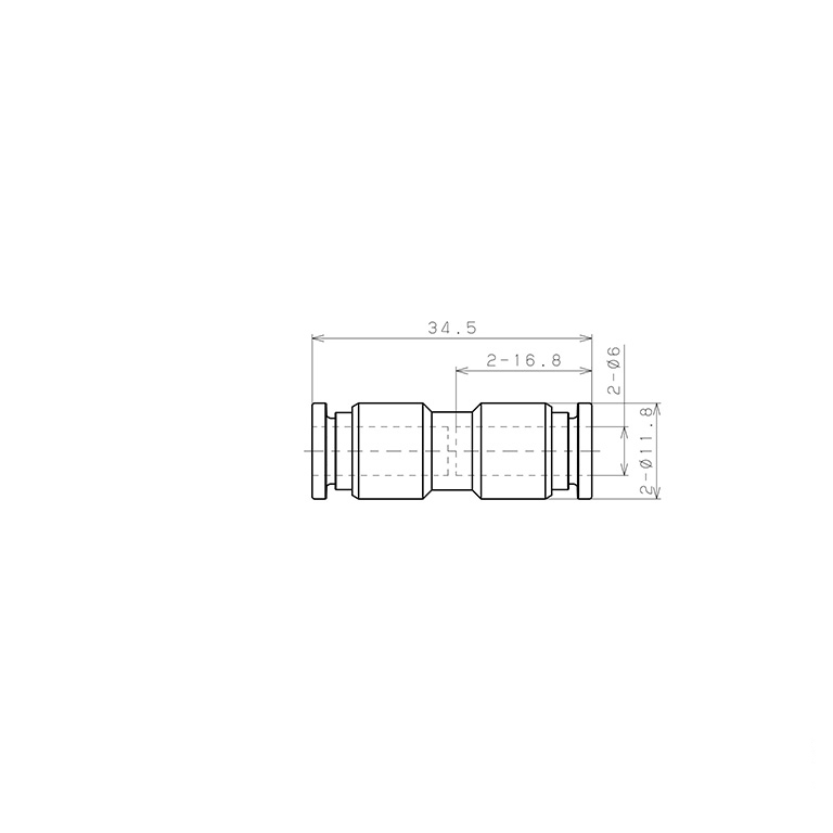 Đầu Nối Nhanh Khí Nén Dạng Thẳng Pisco SSPU6-X_drawing