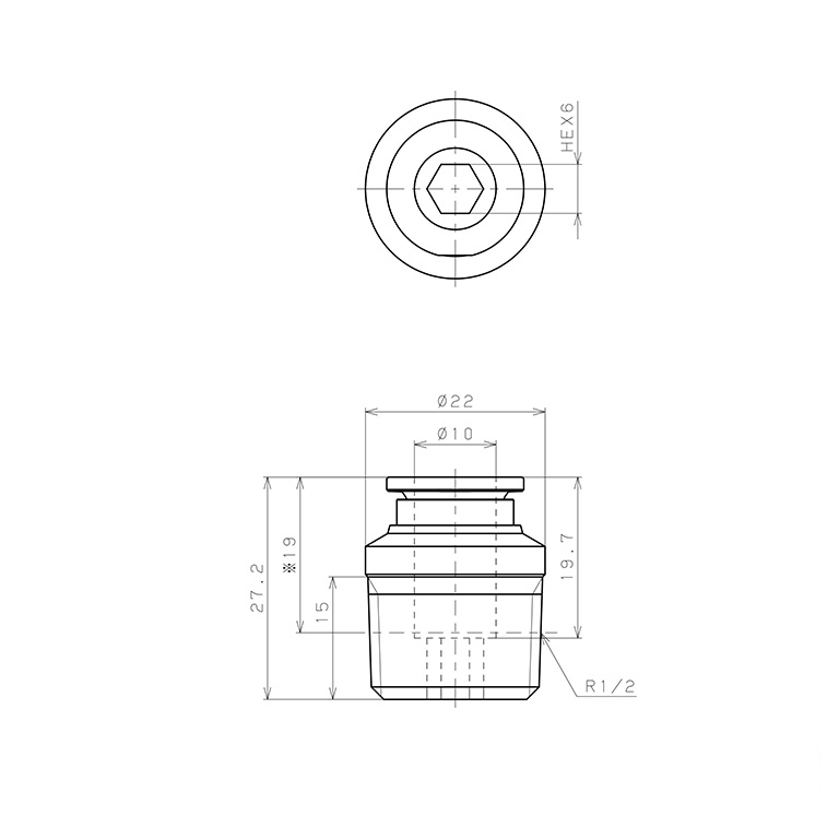 Đầu Nối Nhanh Khí Nén Dạng Thẳng Ren Ngoài Pisco SSPOC10-04-TP_drawing