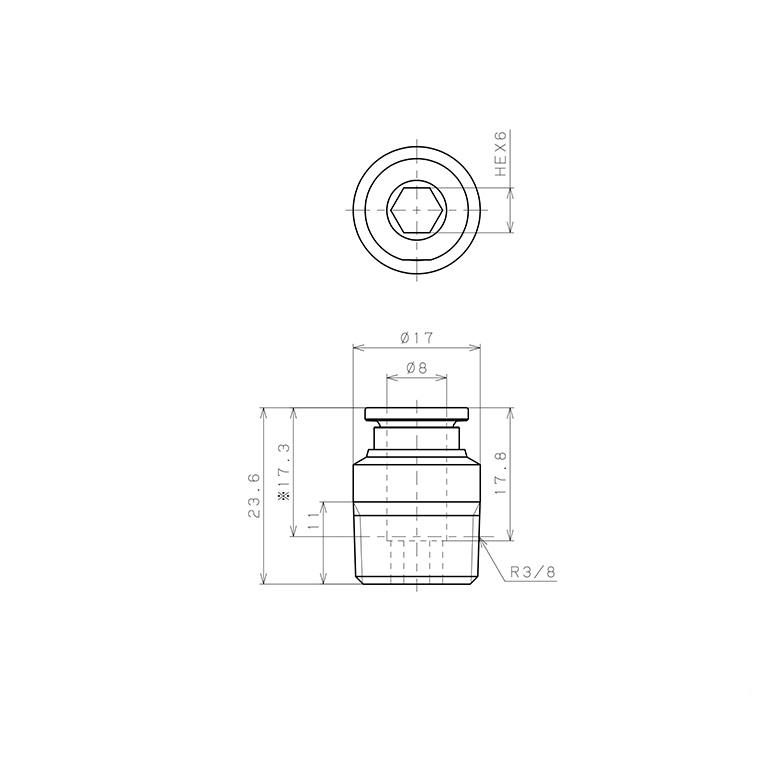 Đầu Nối Nhanh Khí Nén Dạng Thẳng Ren Ngoài Pisco SSPOC8-03-X-TP-C_drawing