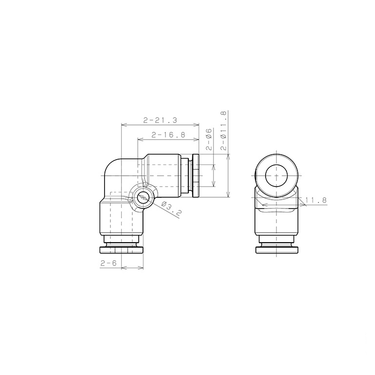 Đầu Nối Nhanh Khí Nén Cong 90° Pisco SSPV6-X_drawing