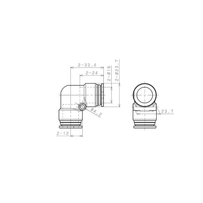 Đầu Nối Nhanh Khí Nén Cong 90° Pisco SSPV16-X_drawing