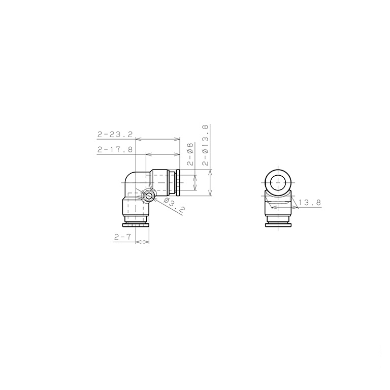 Đầu Nối Nhanh Khí Nén Cong 90° Pisco SSPV8-X-C_drawing