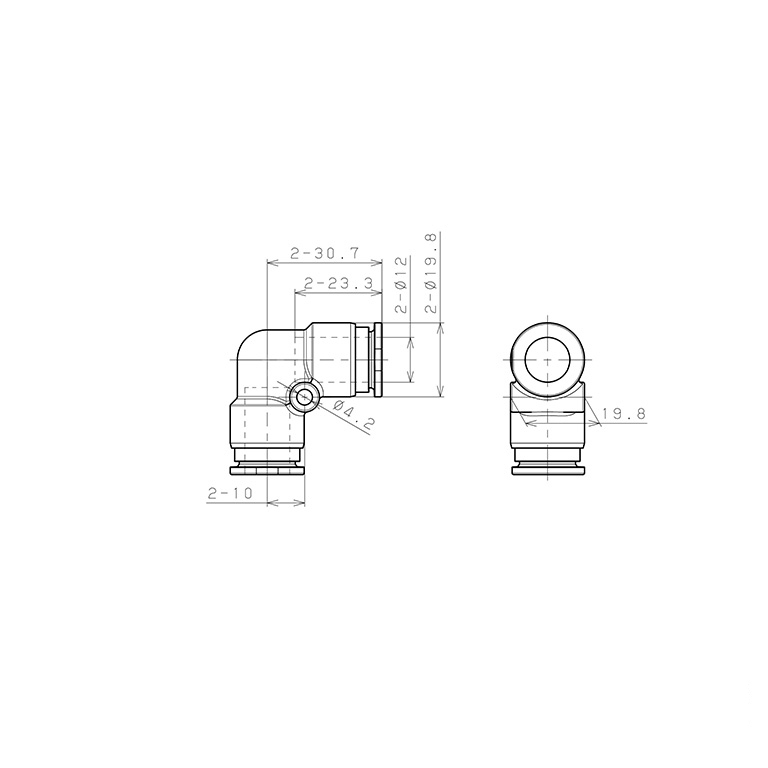 Đầu Nối Nhanh Khí Nén Cong 90° Pisco SSPV12_drawing