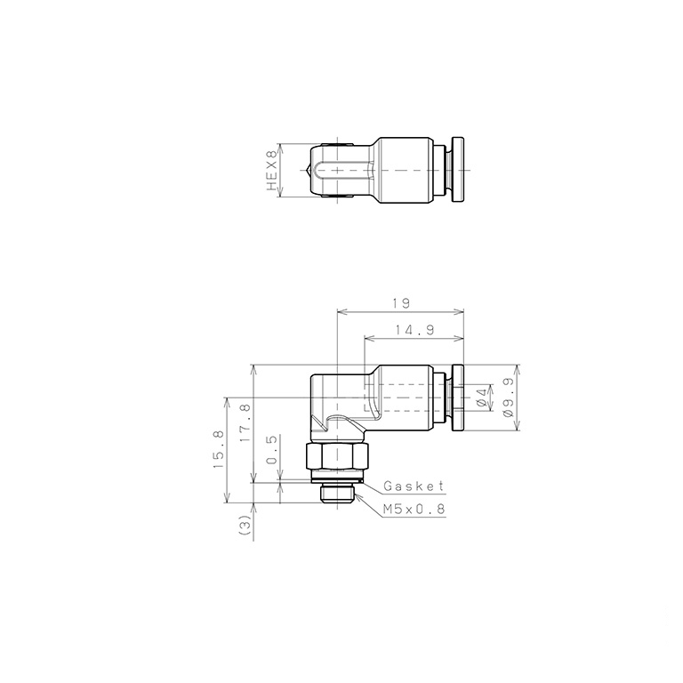 Đầu Nối Nhanh Khí Nén Dạng Cong 90° Ren Ngoài Pisco SSPL4-M5-X-C_drawing