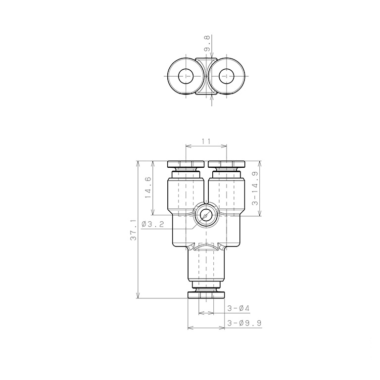 Đầu Nối Nhanh Khí Nén Chữ Y Pisco SSPY4-C_drawing