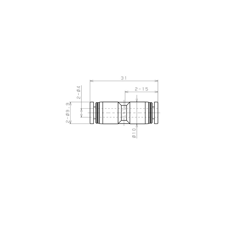 Đầu Nối Nhanh Khí Nén Dạng Thẳng Pisco PPU4_drawing