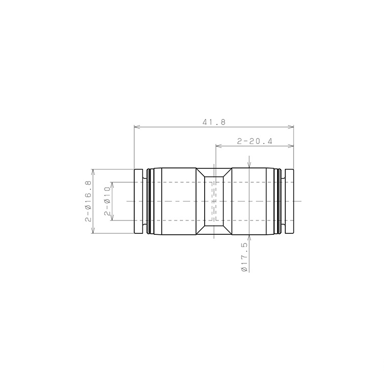 Đầu Nối Nhanh Khí Nén Dạng Thẳng Pisco PPU10-F-C_drawing