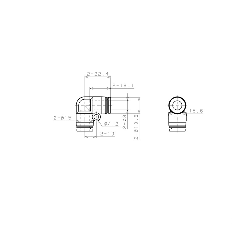 Đầu Nối Nhanh Khí Nén Cong 90° Pisco PPV8-C_drawing