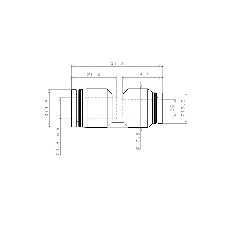 Đầu Nối Nhanh Khí Nén Dạng Nối Giẩm Pisco PPG3/8-8-F_drawing