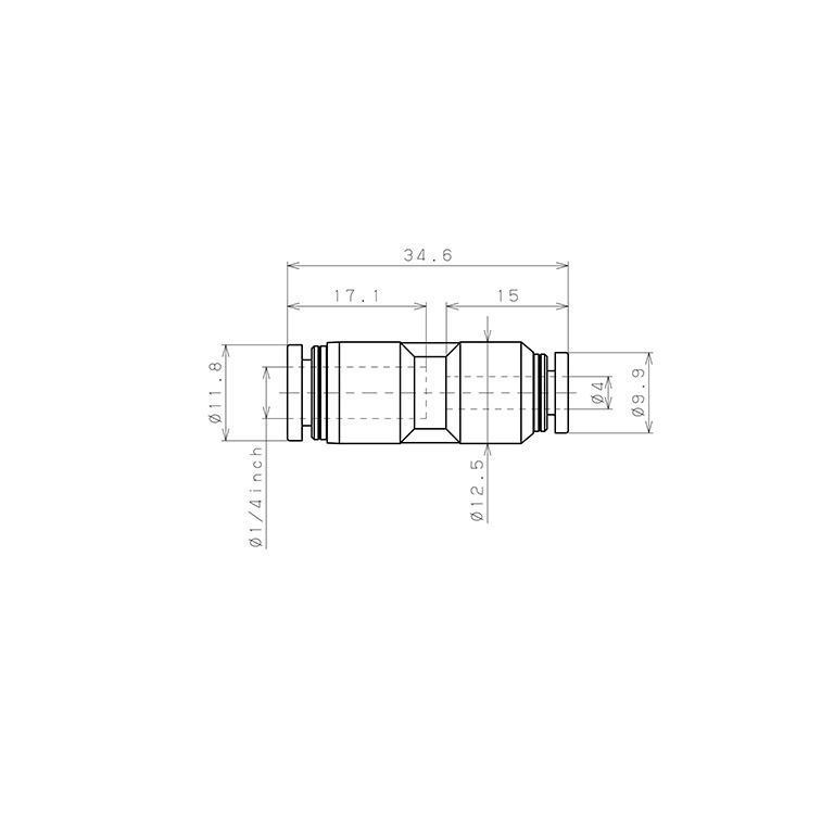 Đầu Nối Nhanh Khí Nén Dạng Nối Giẩm Pisco PPG1/4-4-UC_drawing