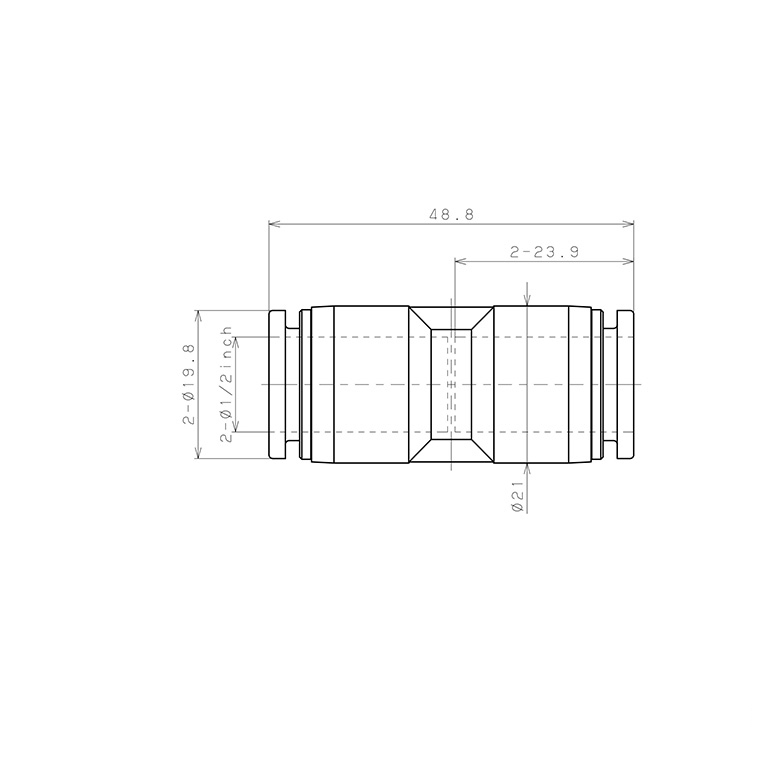 Đầu Nối Nhanh Khí Nén Dạng Thẳng Pisco PPU1/2-UC_drawing
