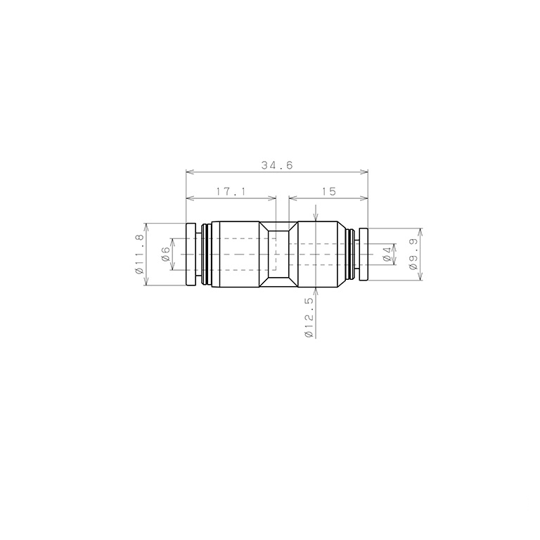 Đầu Nối Nhanh Khí Nén Dạng Nối Giẩm Pisco PPG6-4-UC_drawing