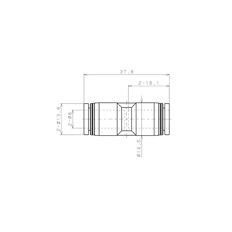 Đầu Nối Nhanh Khí Nén Dạng Thẳng Pisco PPU8_drawing