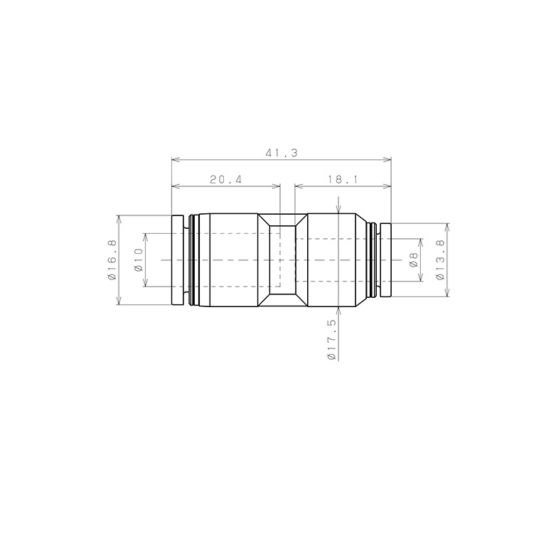 Đầu Nối Nhanh Khí Nén Dạng Nối Giẩm Pisco PPG10-8-HN_drawing