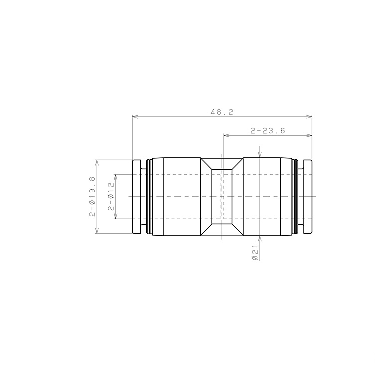 Đầu Nối Nhanh Khí Nén Dạng Thẳng Pisco PPU12-F_drawing
