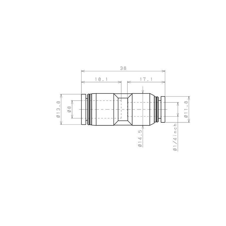 Đầu Nối Nhanh Khí Nén Dạng Nối Giẩm Pisco PPG8-1/4-UC_drawing