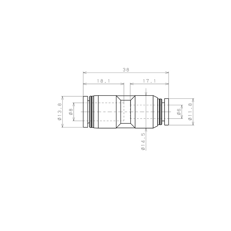 Đầu Nối Nhanh Khí Nén Dạng Nối Giẩm Pisco PPG8-6-UC_drawing