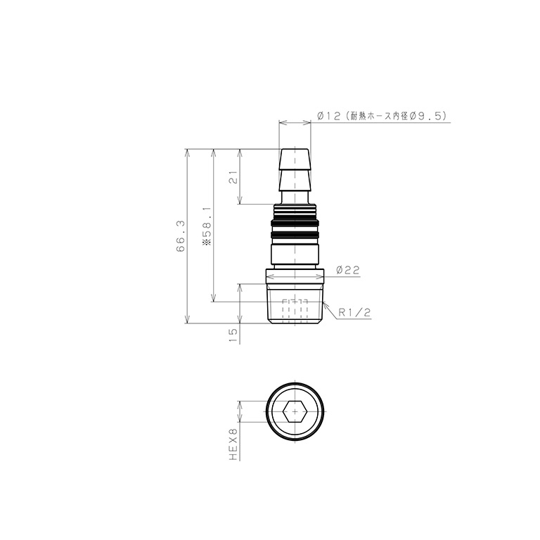 Bộ Đầu Ngạnh Nối Ống Dẫn Điều Khiển Nhiệt Độ Khuôn Đúc Dạng Thẳng Pisco AKC10-ID09B04_drawing