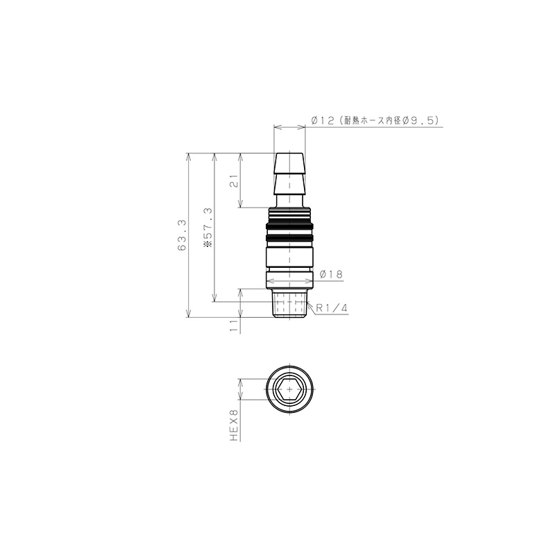 Bộ Đầu Ngạnh Nối Ống Dẫn Điều Khiển Nhiệt Độ Khuôn Đúc Dạng Thẳng Pisco AKC10-ID09B02_drawing