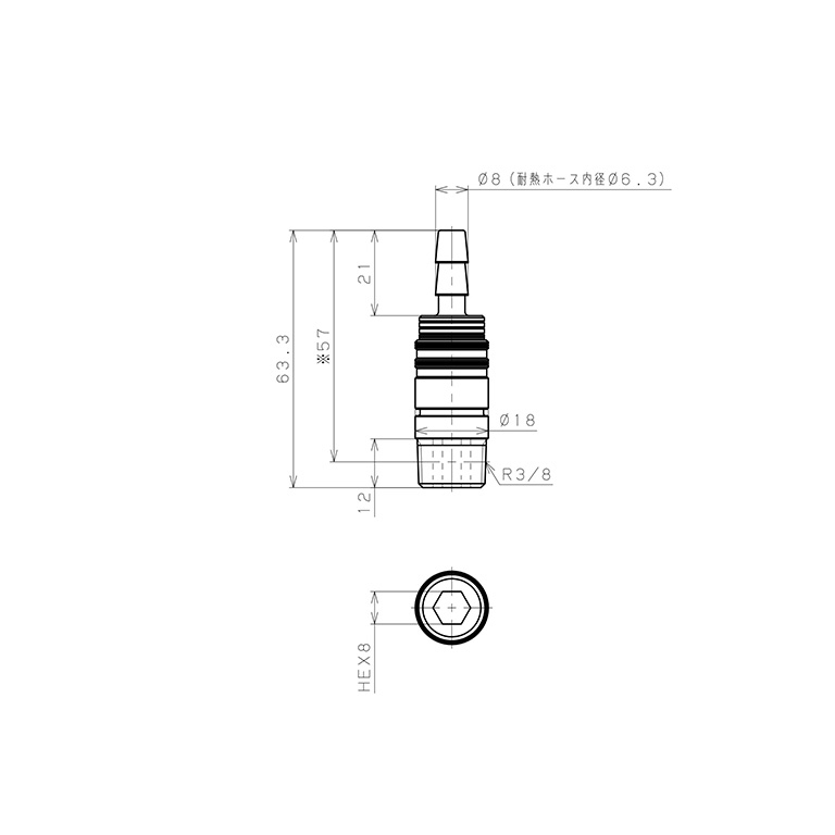 Bộ Đầu Ngạnh Nối Ống Dẫn Điều Khiển Nhiệt Độ Khuôn Đúc Dạng Thẳng Pisco AKC10-ID06B03_drawing