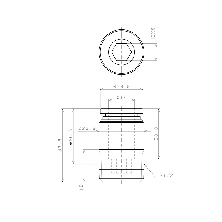 Đầu Nối Nhanh Khí Nén Dạng Thẳng Ren Ngoài Pisco SPOC12-04_drawing