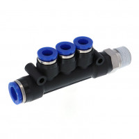 Đầu Nối Nhanh Khí Nén Dạng Chữ T Bốn Nhánh Ren Ngoài Pisco SPKD8-6-02