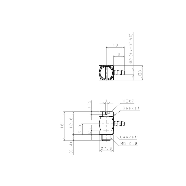 Đầu Ngạnh Nối Ống Dạng Cong 90° Đầu Lục Giác Ren Ngoài Pisco LH-0320-M5_drawing