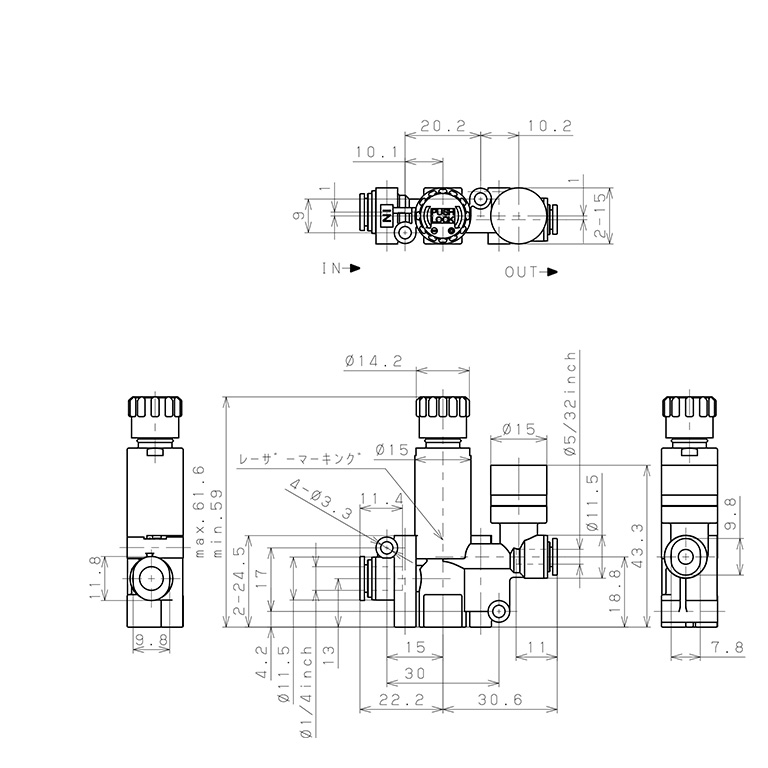 Van Chỉnh Áp Suất Khí Nén Loại Khóa Đẩy Pisco RVUMP6-6_drawing