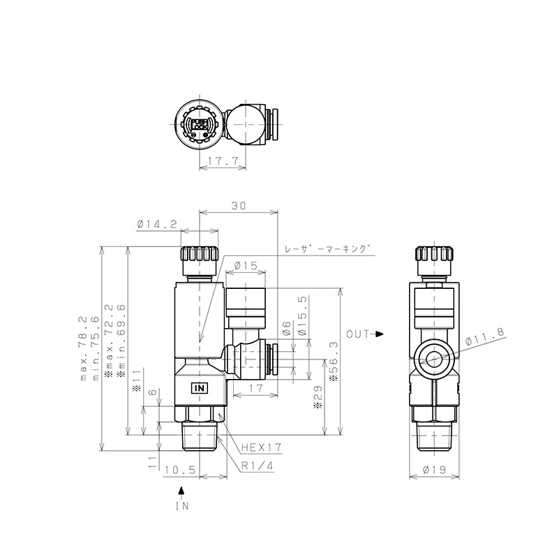 Van Chỉnh Áp Suất Khí Nén Loại Khóa Đẩy Pisco RVCMP6-02_drawing