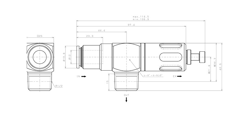 Van Xả Nhanh Khí Nén Pisco EQ03-C12P04E_drawing