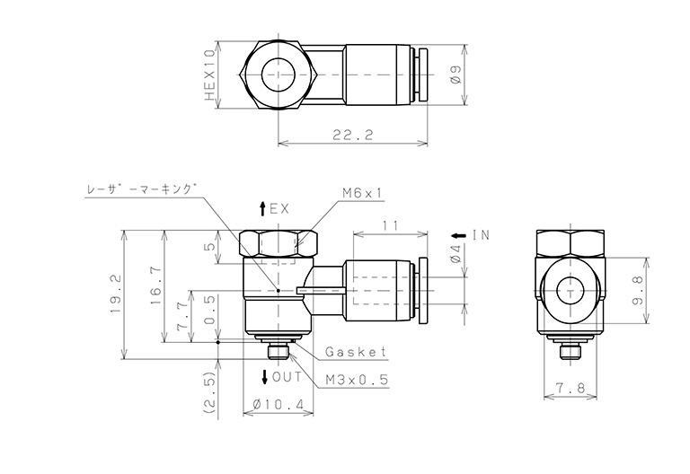 Van Xả Nhanh Khí Nén Pisco EQH-4M3M6_drawing