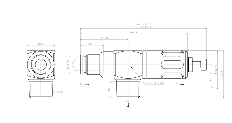 Van Xả Nhanh Khí Nén Pisco EQ03-C10P04E_drawing