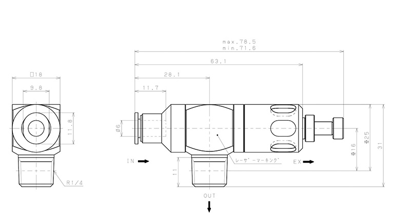 Van Xả Nhanh Khí Nén Pisco EQ02-C06P02E_drawing