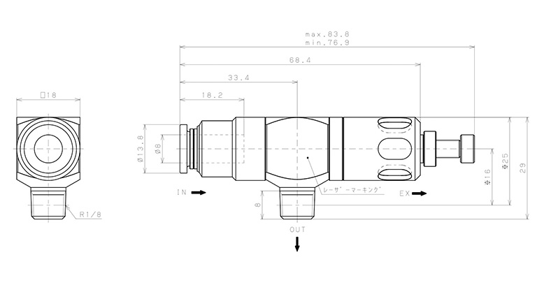 Van Xả Nhanh Khí Nén Pisco EQ02-C08P01E_drawing