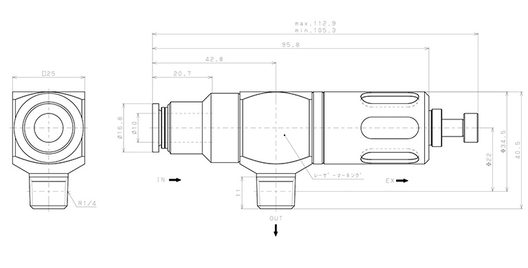 Van Xả Nhanh Khí Nén Pisco EQ03-C10P02E_drawing