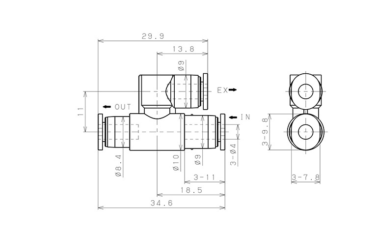 Van Xả Nhanh Khí Nén Pisco EQY-4_drawing