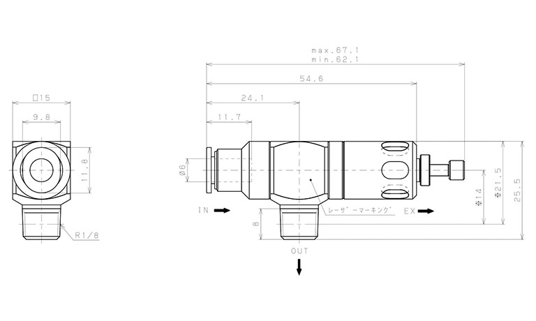 Van Xả Nhanh Khí Nén Pisco EQ01-C06P01E_drawing