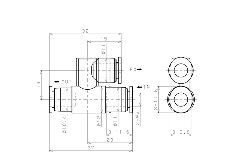Van Xả Nhanh Khí Nén Pisco EQY-6_drawing