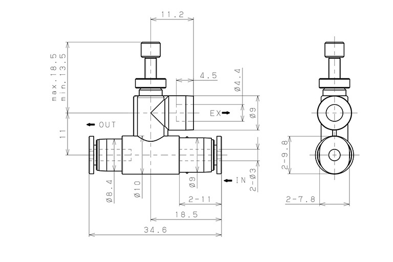 Van Xả Nhanh Khí Nén Pisco EQE-3_drawing