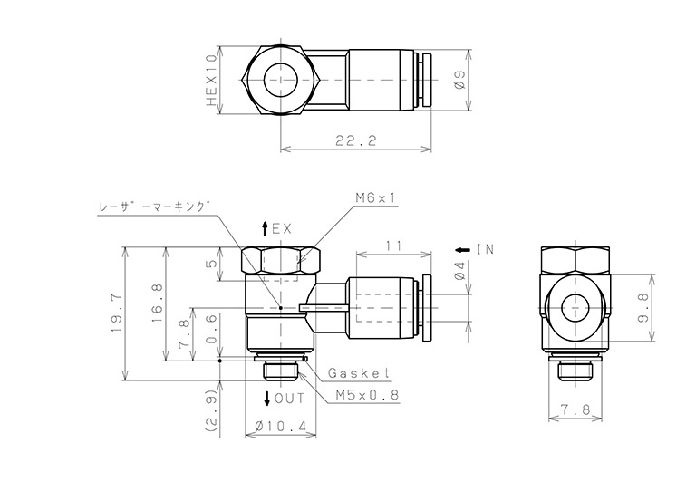 Van Xả Nhanh Khí Nén Pisco EQH-4M5M6_drawing