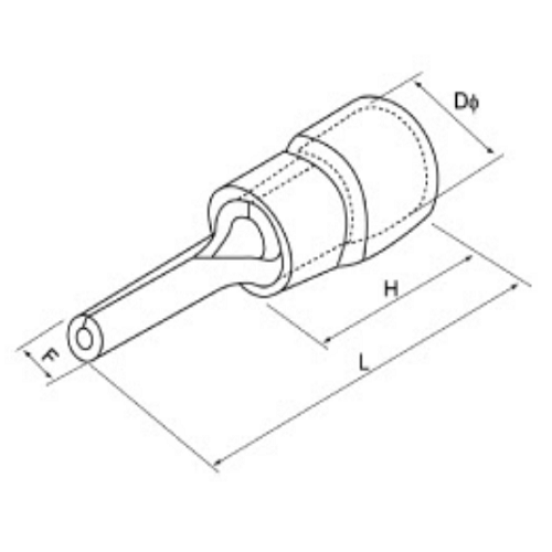 Đầu Cosse Pin Đặc Trần KST 1 mm2 PTNB1-16_drawing