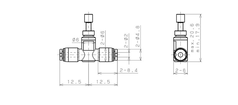 Van Tiết Lưu Khí Nén Lưu Lượng Thấp Pisco JSMU2LW-C_drawing